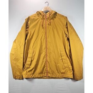 REI Co-op Hooded Jacket Mens M Mustard Yellow Full Zip Windbreaker Lined